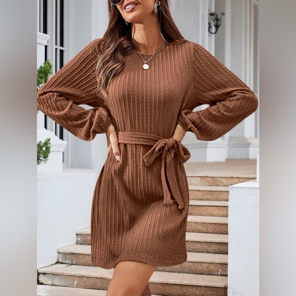 Front Knot Cozy Womens Sweater Dress - Picture 1 of 4